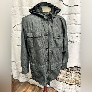 OUTERKNOWN The Journey Black Grey Nylon Zip Up Button Up Hooded Jacket Coat‎